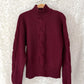 Vintage 80s Christian Dior Separates Burgundy Wool Cable Knit Turtleneck