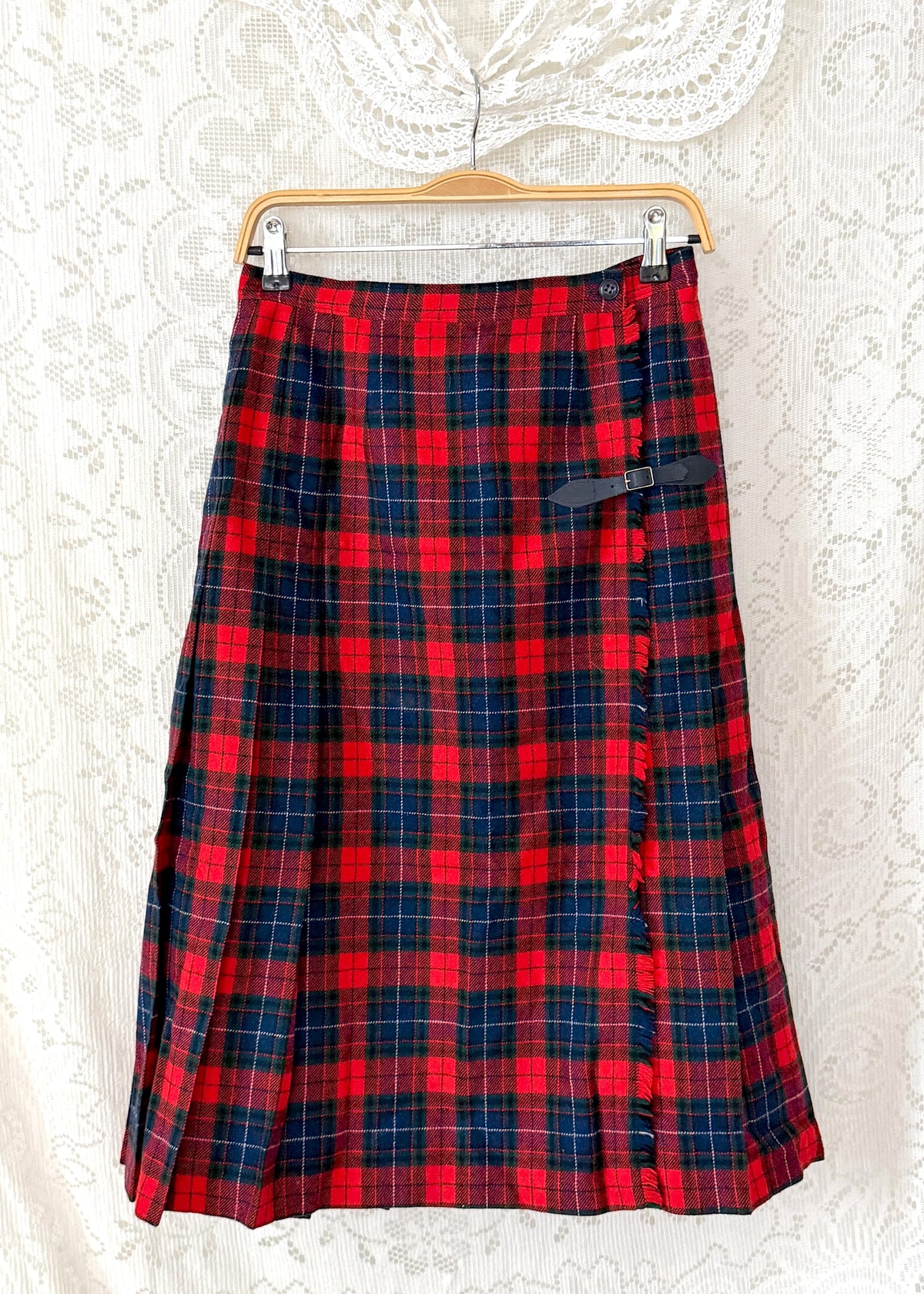 Vintage 80s Pendleton Manson Tartan Plaid Wrap Pleat Kilt Skirt