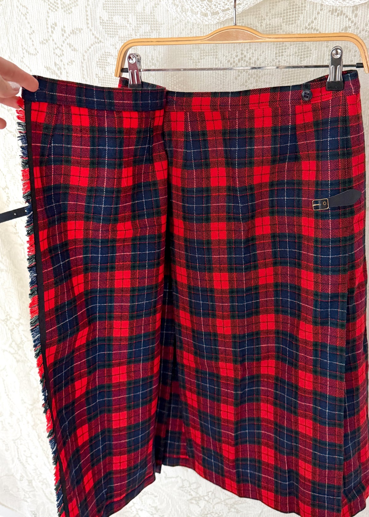 Vintage 80s Pendleton Manson Tartan Plaid Wrap Pleat Kilt Skirt