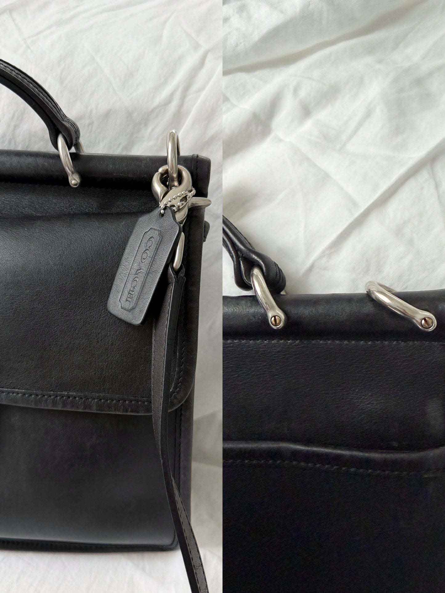 Vintage 2003 Coach Willis Bag #9927 Black Leather Crossbody Satchel Purse
