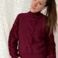 Vintage 80s Christian Dior Separates Burgundy Wool Cable Knit Turtleneck