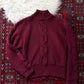 Vintage 80s Christian Dior Separates Burgundy Wool Cable Knit Turtleneck