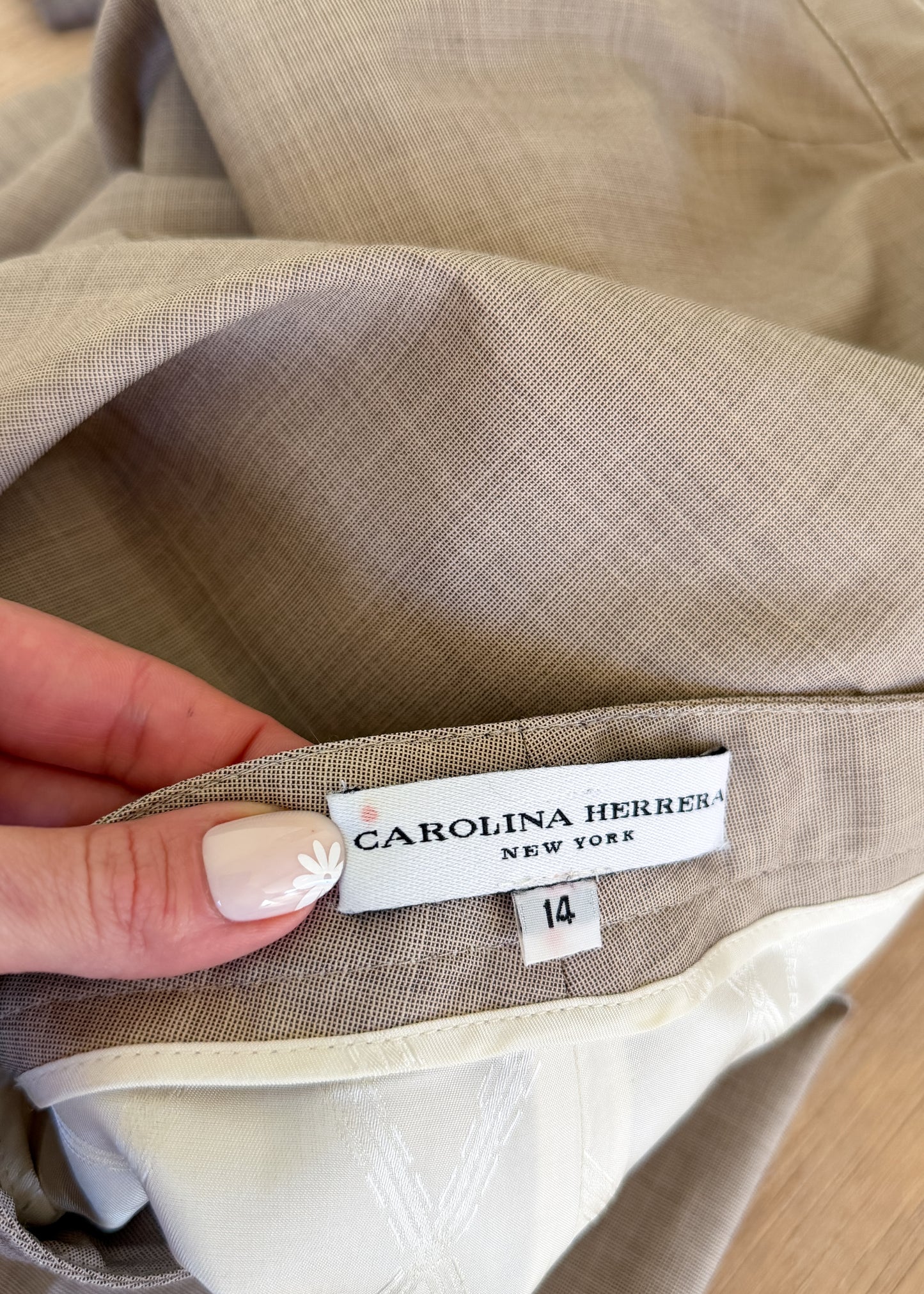 Carolina Herrera Brown Gray Virgin Wool Wide Leg Pants (14)
