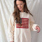 Vintage 90s Polo Ralph Lauren Cream American Flag 100% Cotton Crewneck Sweater