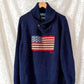 Polo Ralph Lauren RL67 American Flag Linen Cotton Shawl Collar Sweater Navy