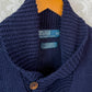 Polo Ralph Lauren RL67 American Flag Linen Cotton Shawl Collar Sweater Navy