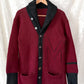 Vintage 30s / 40s Varsity Letterman Burgundy Black Wool Shawl Collar Cardigan Muskingum College University