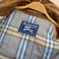 Vintage 90s Burberrys Taupe Khaki  Plaid Lined Field Coat with Hood Made in England