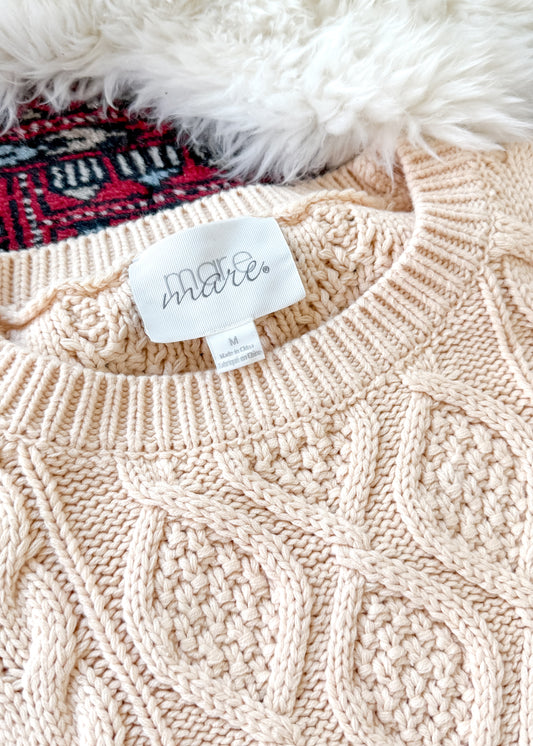 Anthropologie x Mare Mare Cream Long Sleeve Sweater Dress (M)