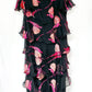 Vintage Russell Trusso Black Silk Embellished Tiered Dress (L/XL)