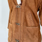 Vintage 90s Brown Suede Leather Faux Fur Lining Winter Coat (L)