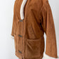 Vintage 90s Brown Suede Leather Faux Fur Lining Winter Coat (L)