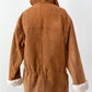 Vintage 90s Brown Suede Leather Faux Fur Lining Winter Coat (L)