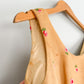 Vintage 1950s Burlap Rose Embroidered Garden Party Belted Dress