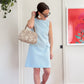 Vintage 60s Fritzi of California Baby Blue Mod Textured A-Line Dress