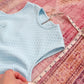 Vintage 60s Fritzi of California Baby Blue Mod Textured A-Line Dress