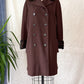 Vintage 1970s Chocolate Brown Double Breasted Coat Persian Curly Lamb Fur Trim