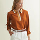 A. Putnam Long Sleeve Polo in Terra Orange Brown (M)