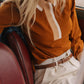 A. Putnam Long Sleeve Polo in Terra Orange Brown (M)
