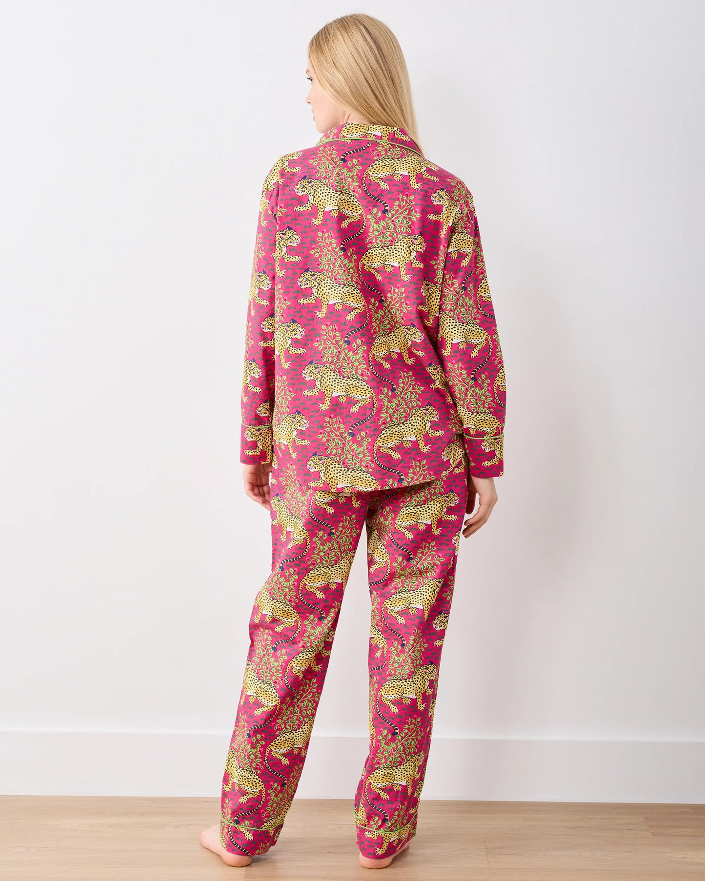 Printfresh Pink Bagheera Long Sleeve & Pants Organic Cotton Pajama Set (S)