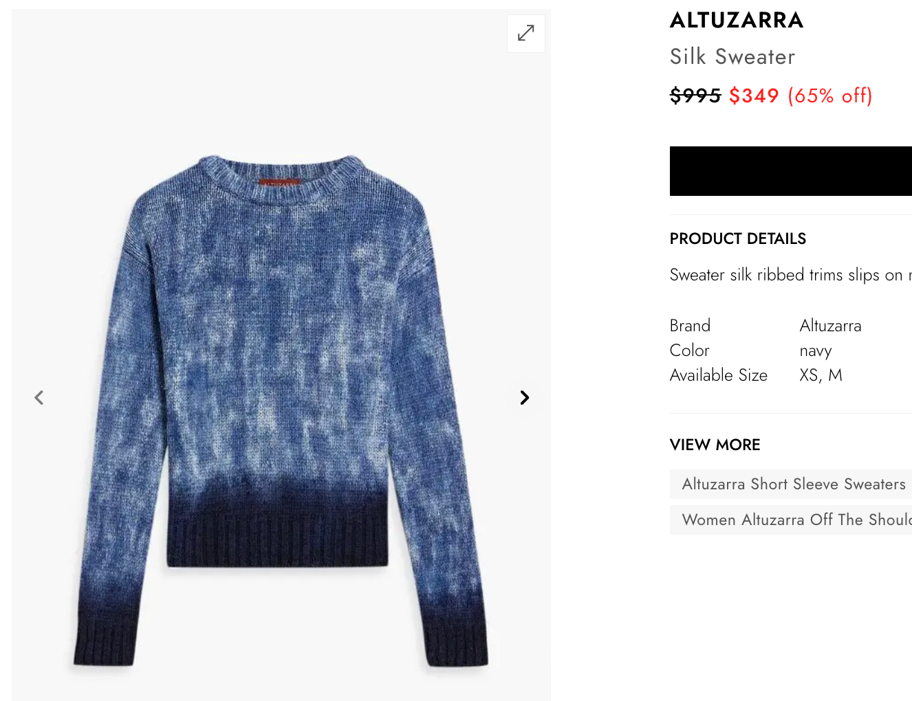 Altuzarra Blue Navy Hand Dyed 100% Silk Ribbon Knit Top (XS/S)