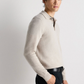 Quince Men's Mongolian Cashmere Knit Polo Sweater Top in Heathered Cloud Beige
