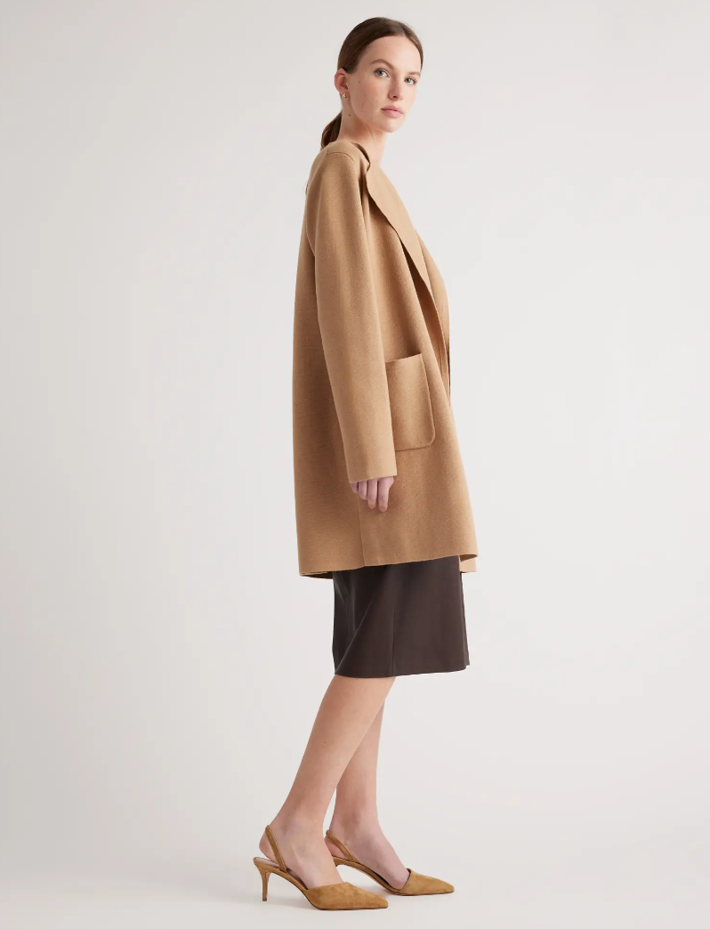 Quince 100% Organic Cotton Knit Collarless Coat (L)