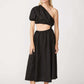 Stateside Poplin Black One-Shoulder Twist Maxi Dress (S)