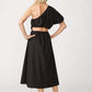 Stateside Poplin Black One-Shoulder Twist Maxi Dress (S)