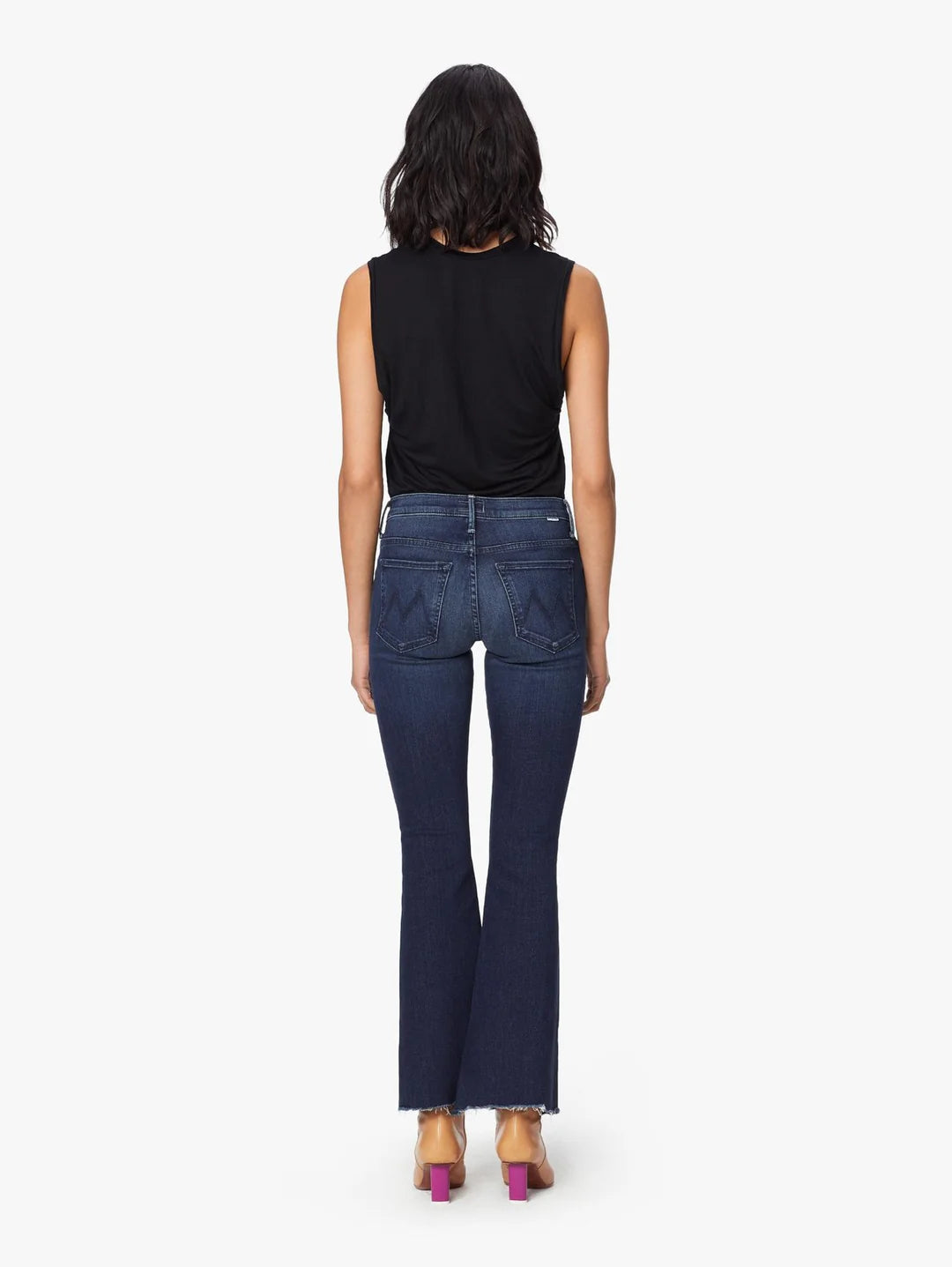 MOTHER The Weekender Fray Denim Flare Mid-Rise Jeans in Tongue and Chic (33)