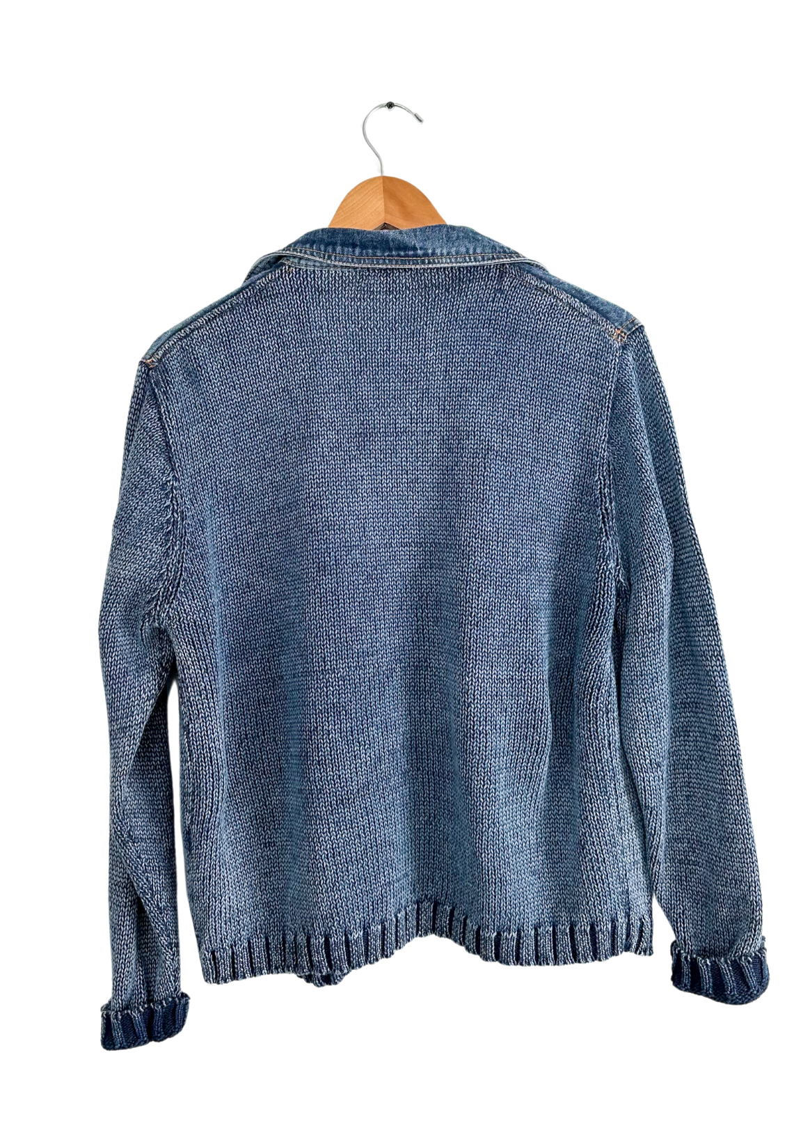 PBJ Blues Button Front Denim & Knit Sweater Jacket (M)