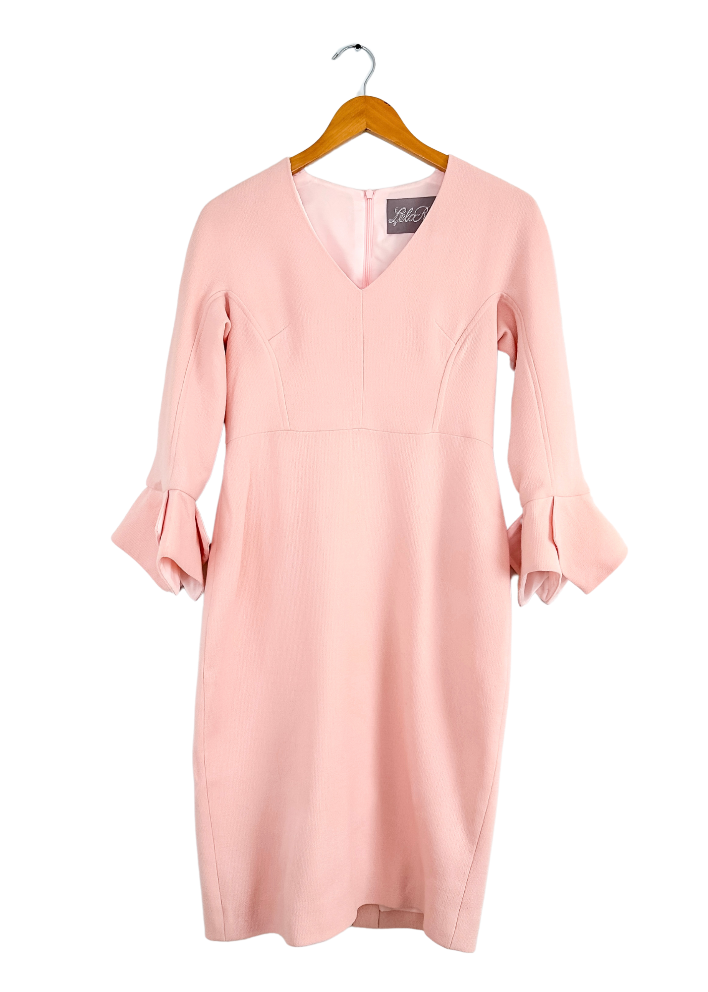 Lela Rose Light Blush Pink Wool Blend Scarf Cuff Dress (6)