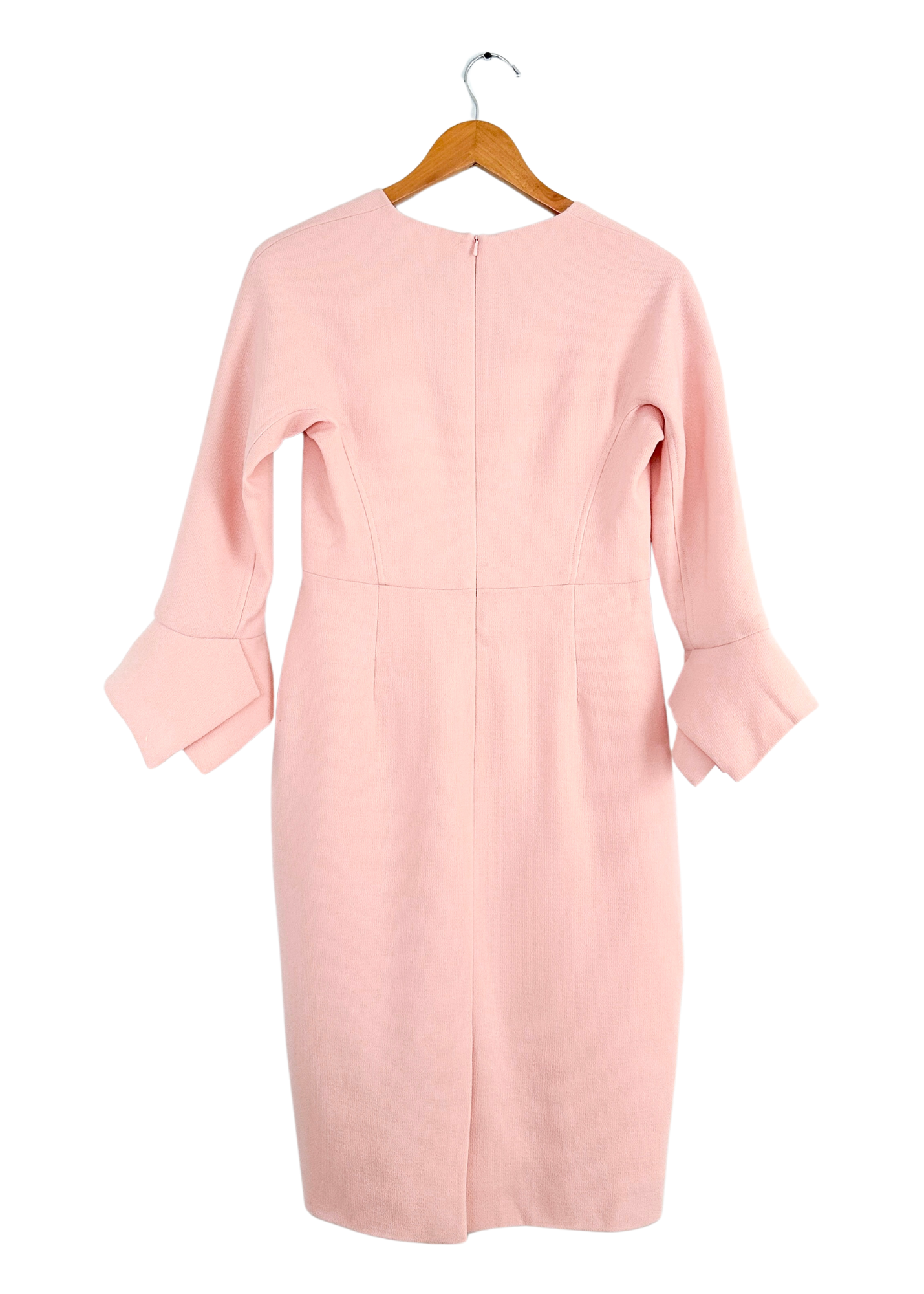 Lela Rose Light Blush Pink Wool Blend Scarf Cuff Dress (6)