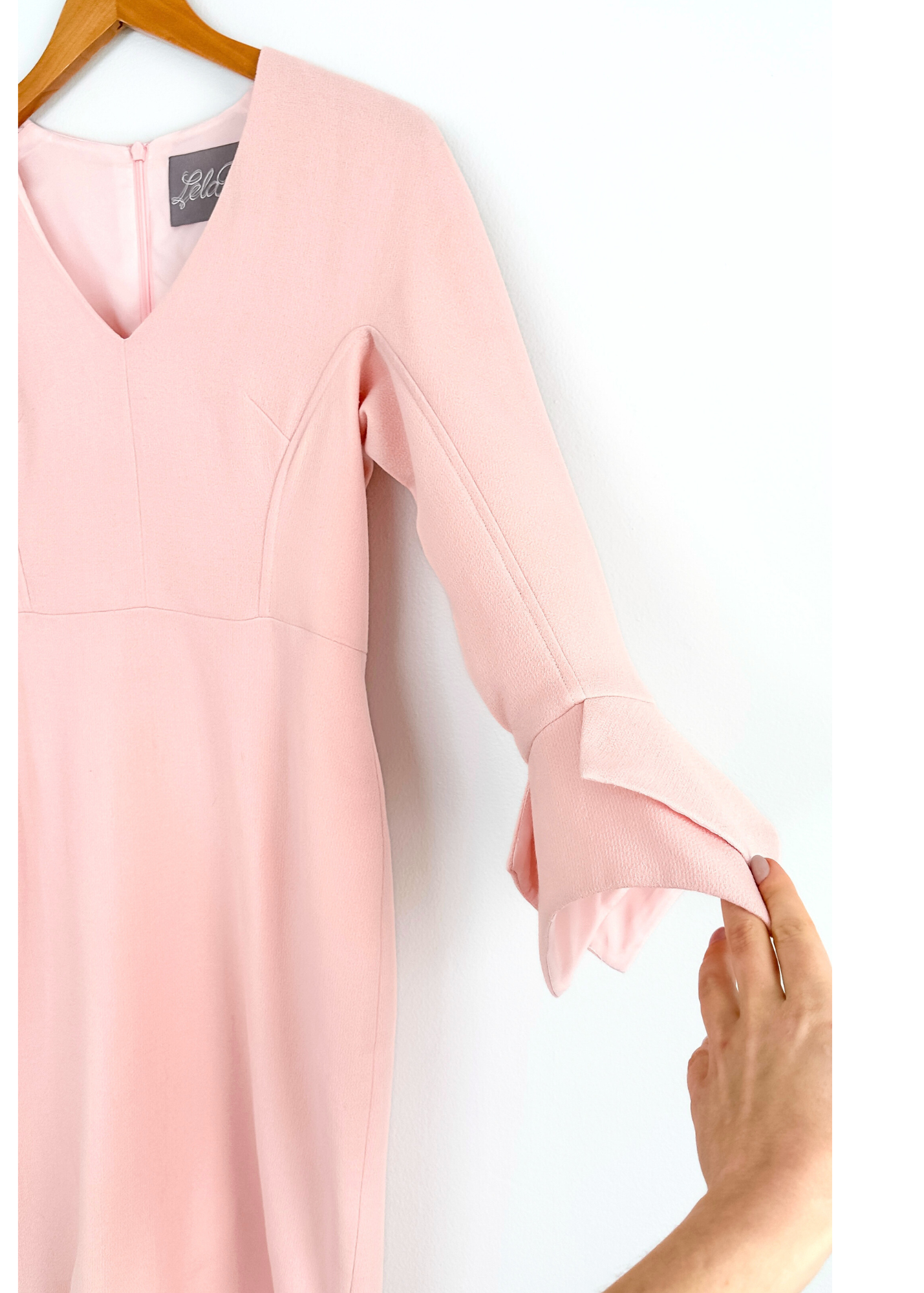 Lela Rose Light Blush Pink Wool Blend Scarf Cuff Dress (6)