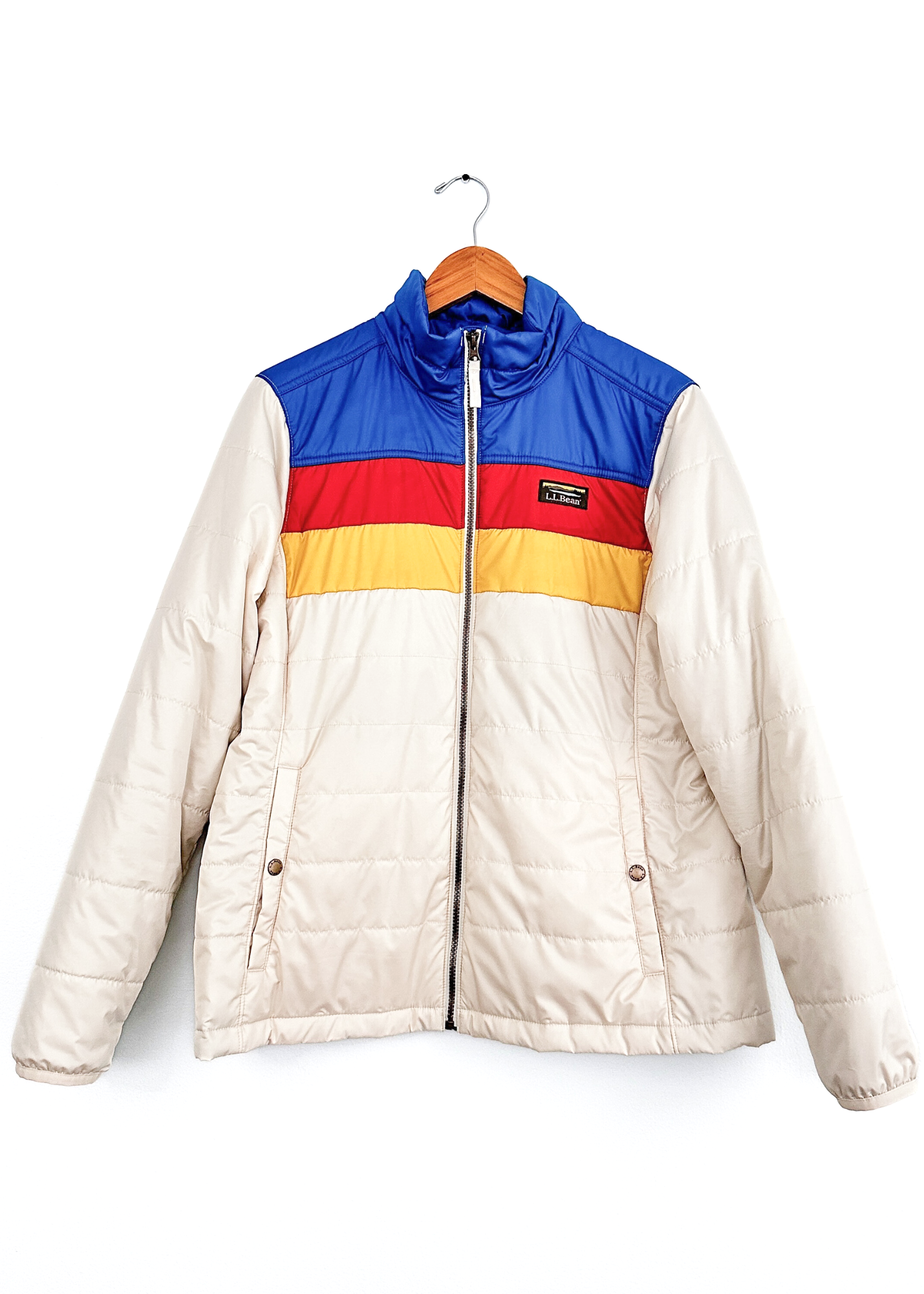 L.L.Bean Mountain Classic Colorblock Puffer Jacket in Marine Blue (L)