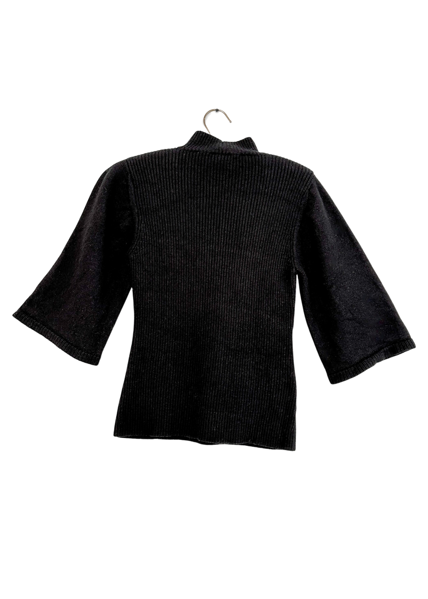 Wolford Black 100% Virgin Wool Crop Sleeve Knit Top (S)