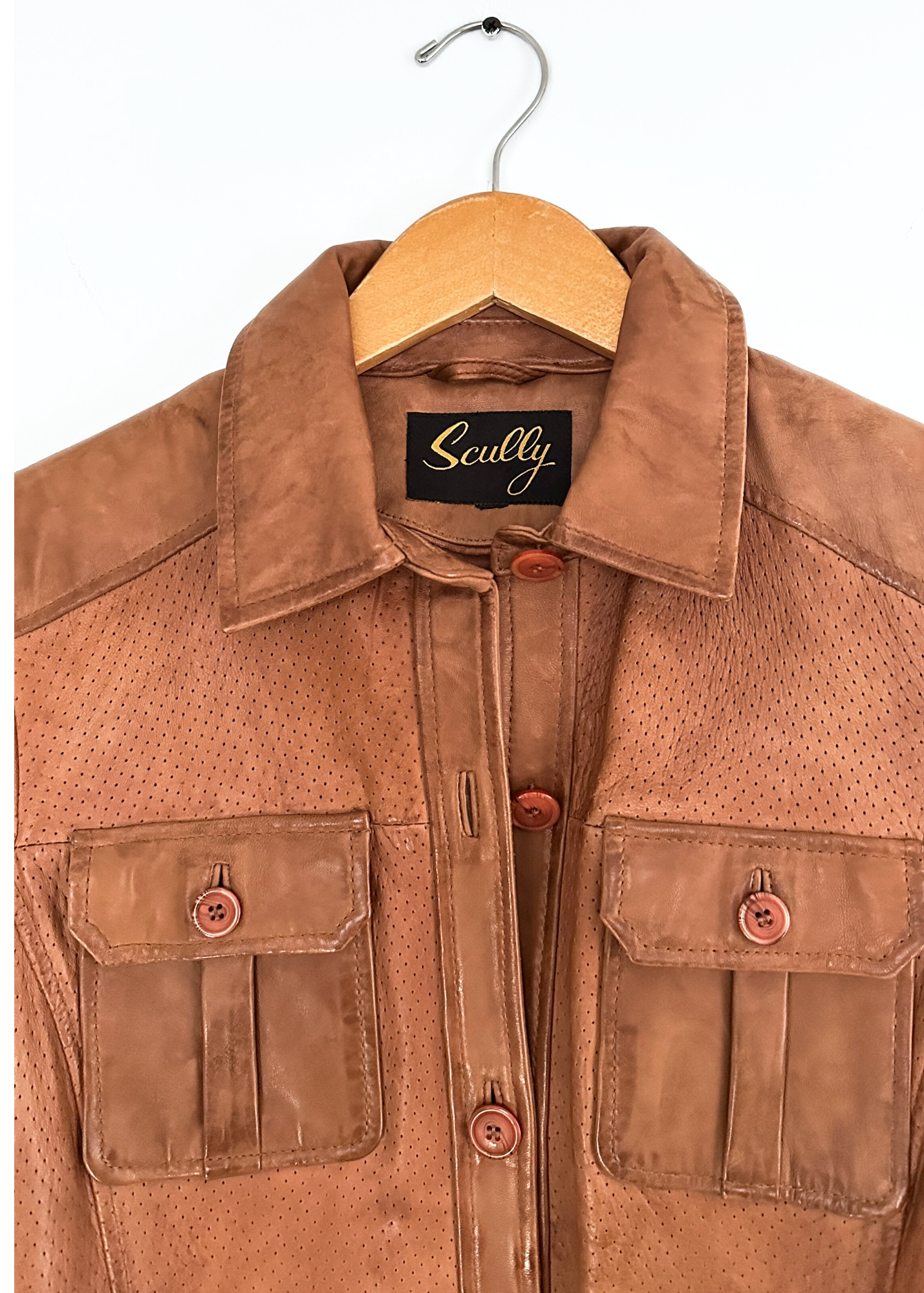 Vintage Scully Light Brown Belted Leather Jacket (S)