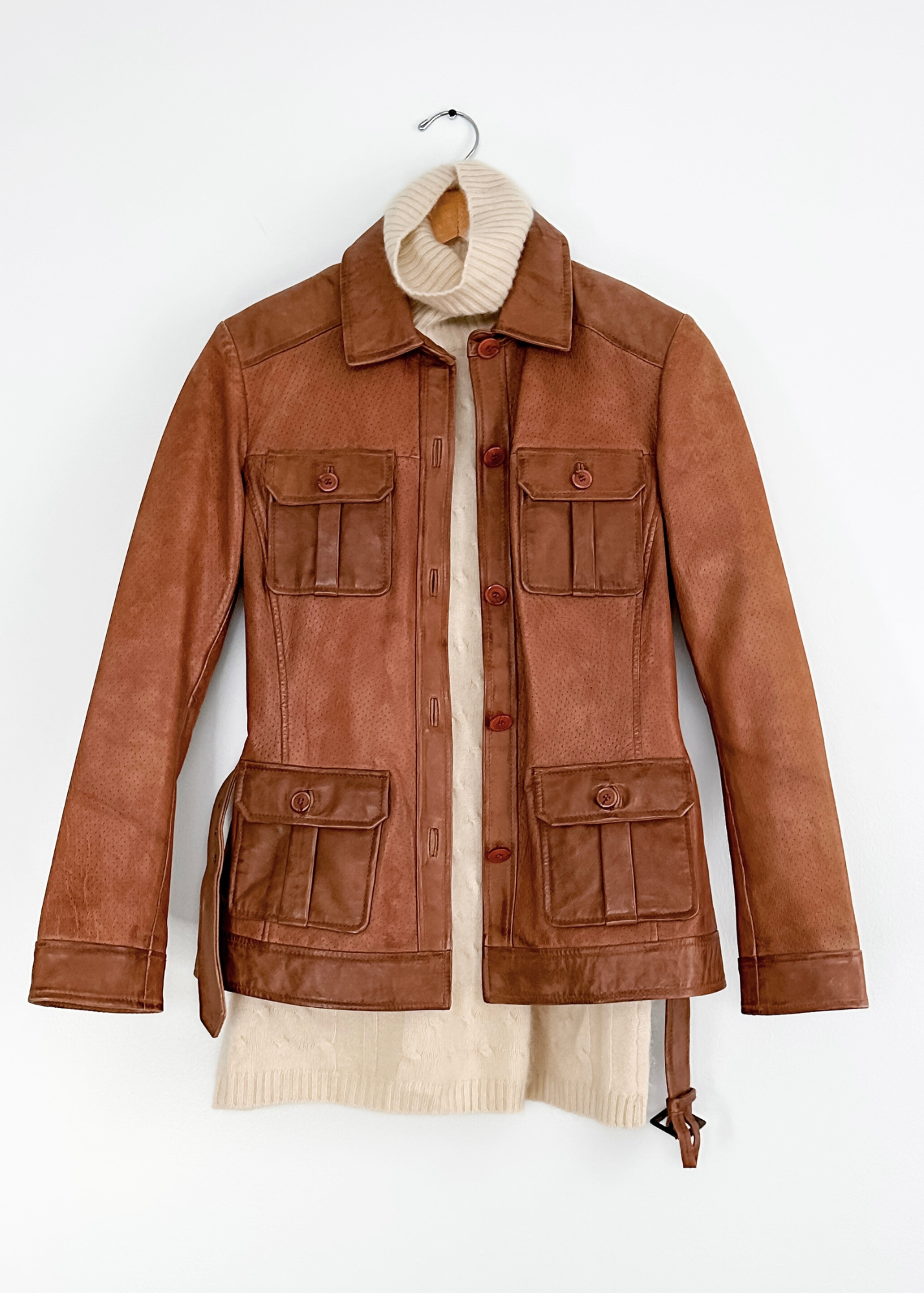 Vintage Scully Light Brown Belted Leather Jacket (S)