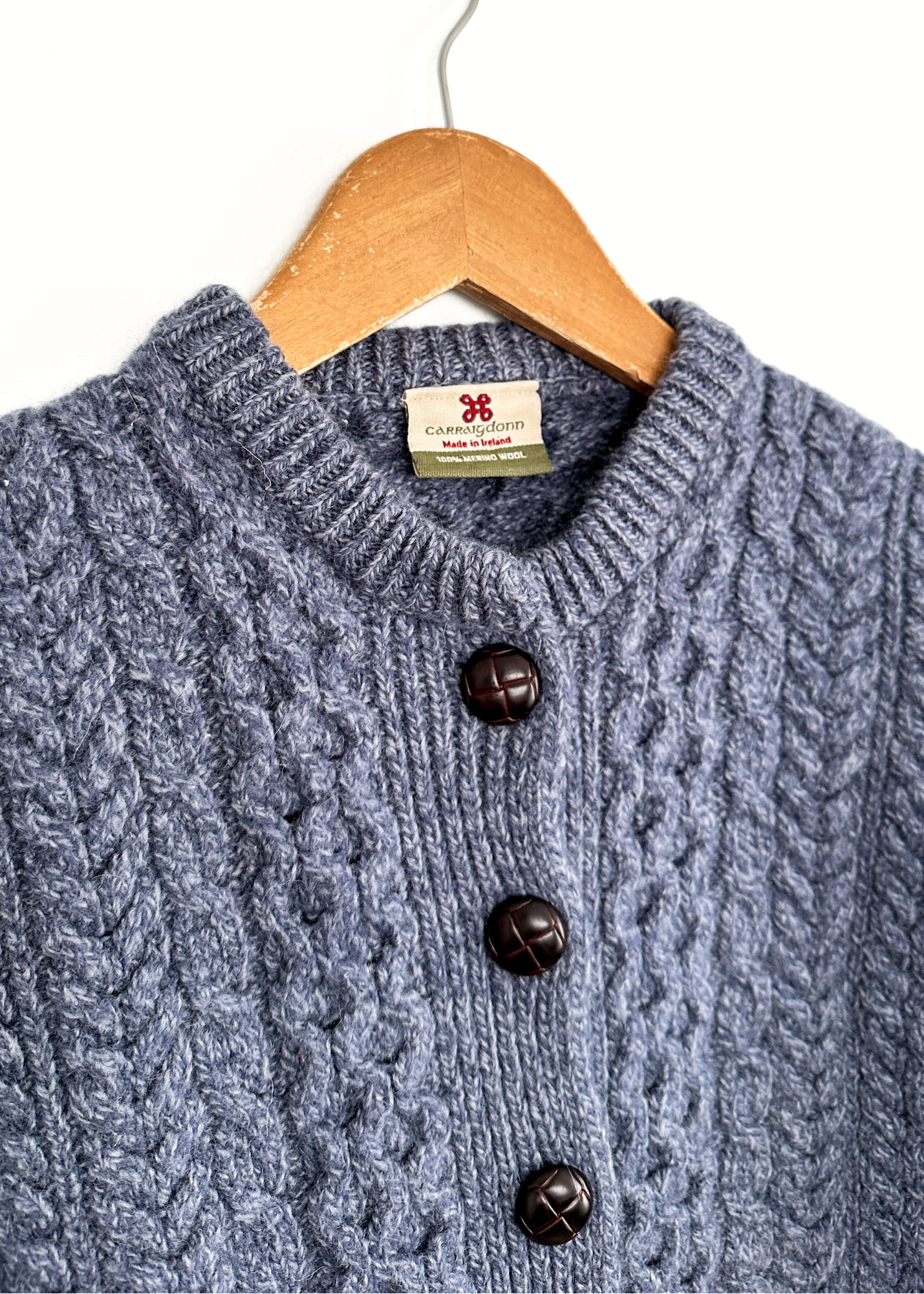 Carraig Donn Irish Knit Merino Wool Sweater Cardigan (S)