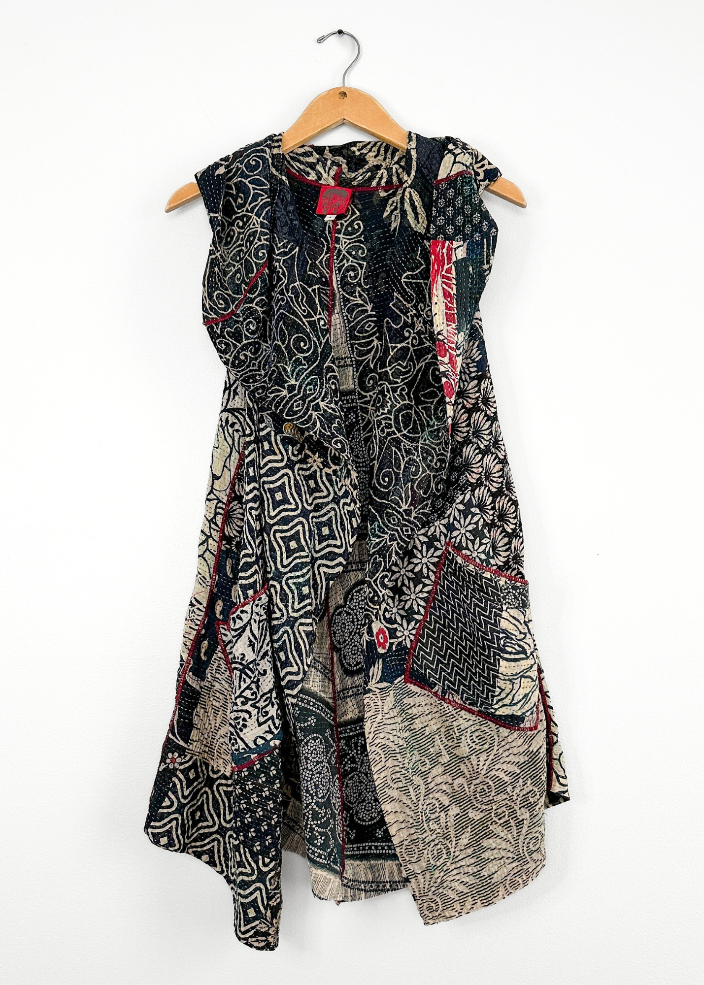 Mieko Mintz Vintage Kantha Cotton Draped Vest