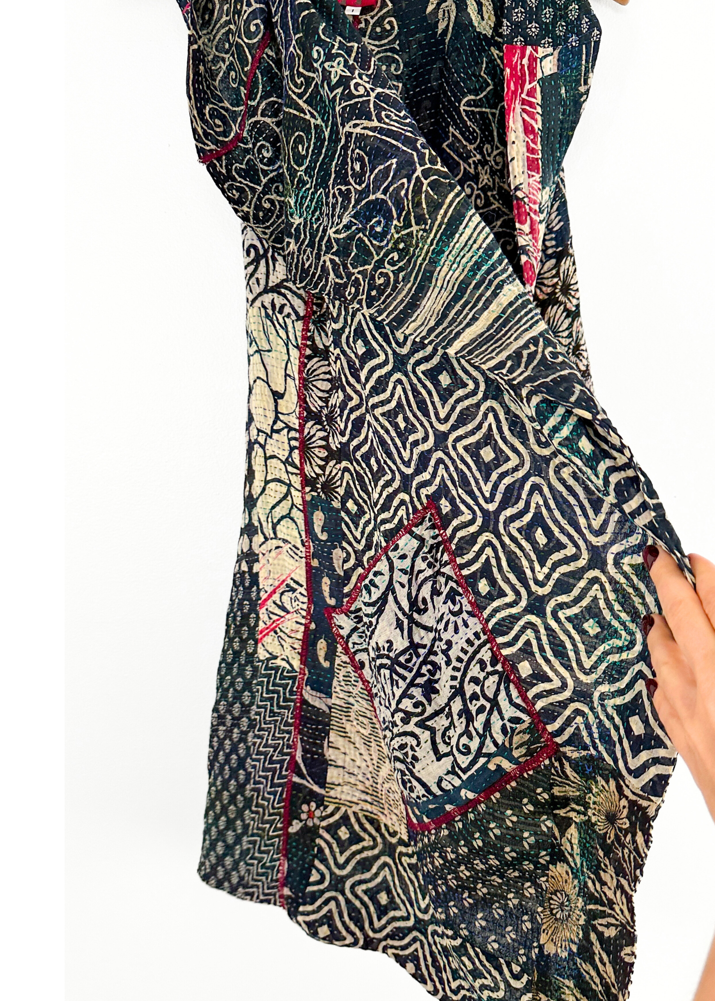 Mieko Mintz Vintage Kantha Cotton Draped Vest