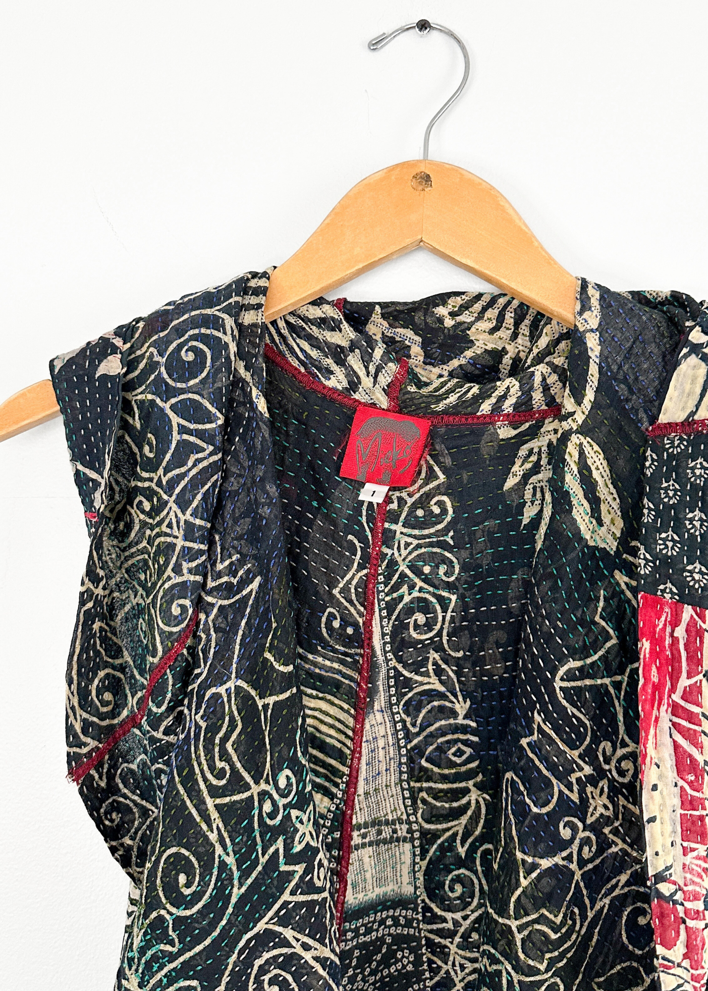 Mieko Mintz Vintage Kantha Cotton Draped Vest