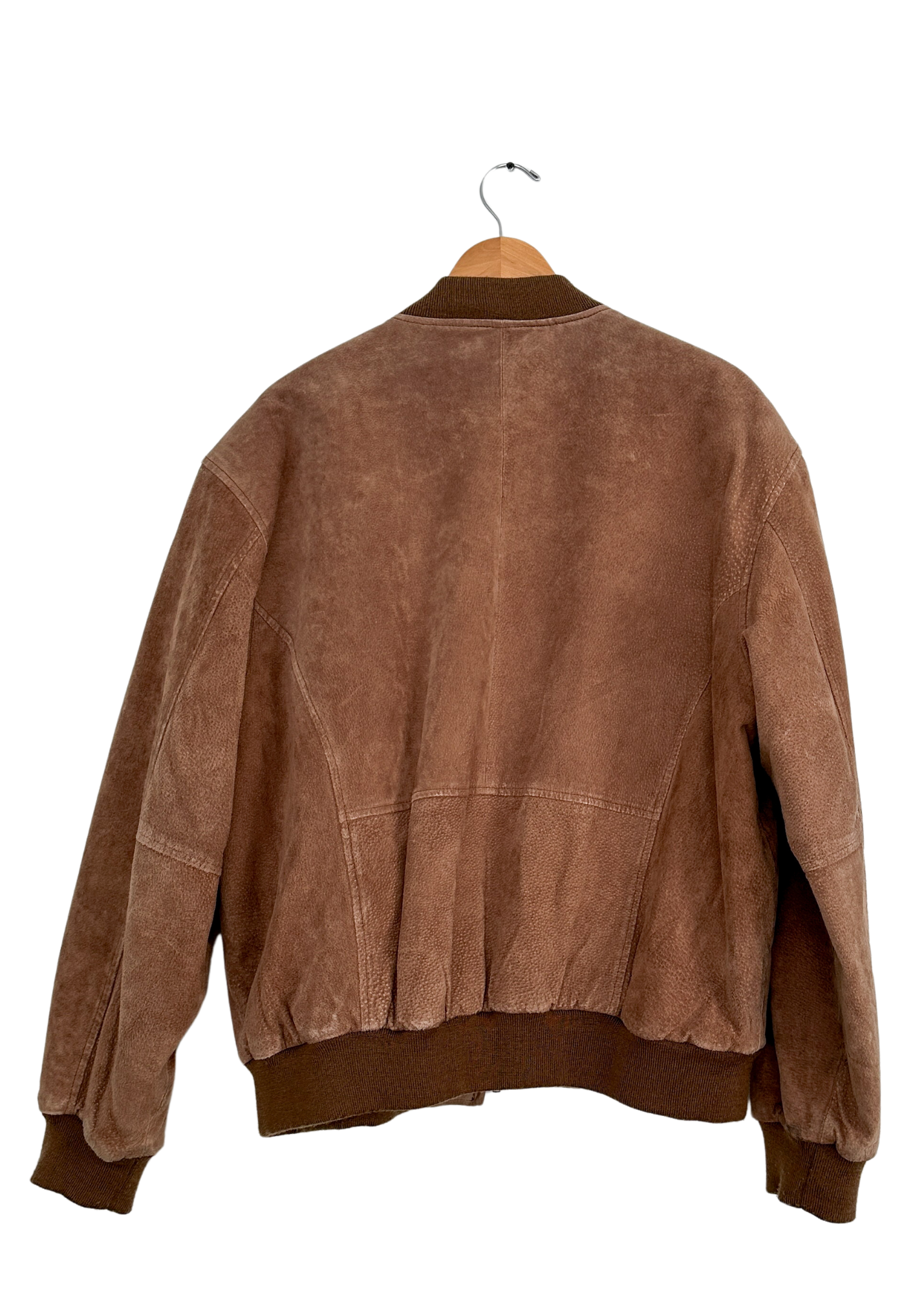 Vintage 90s Reed Sportswear Mocha Brown Suede Leather Bomber Jacket Coat (mens L)