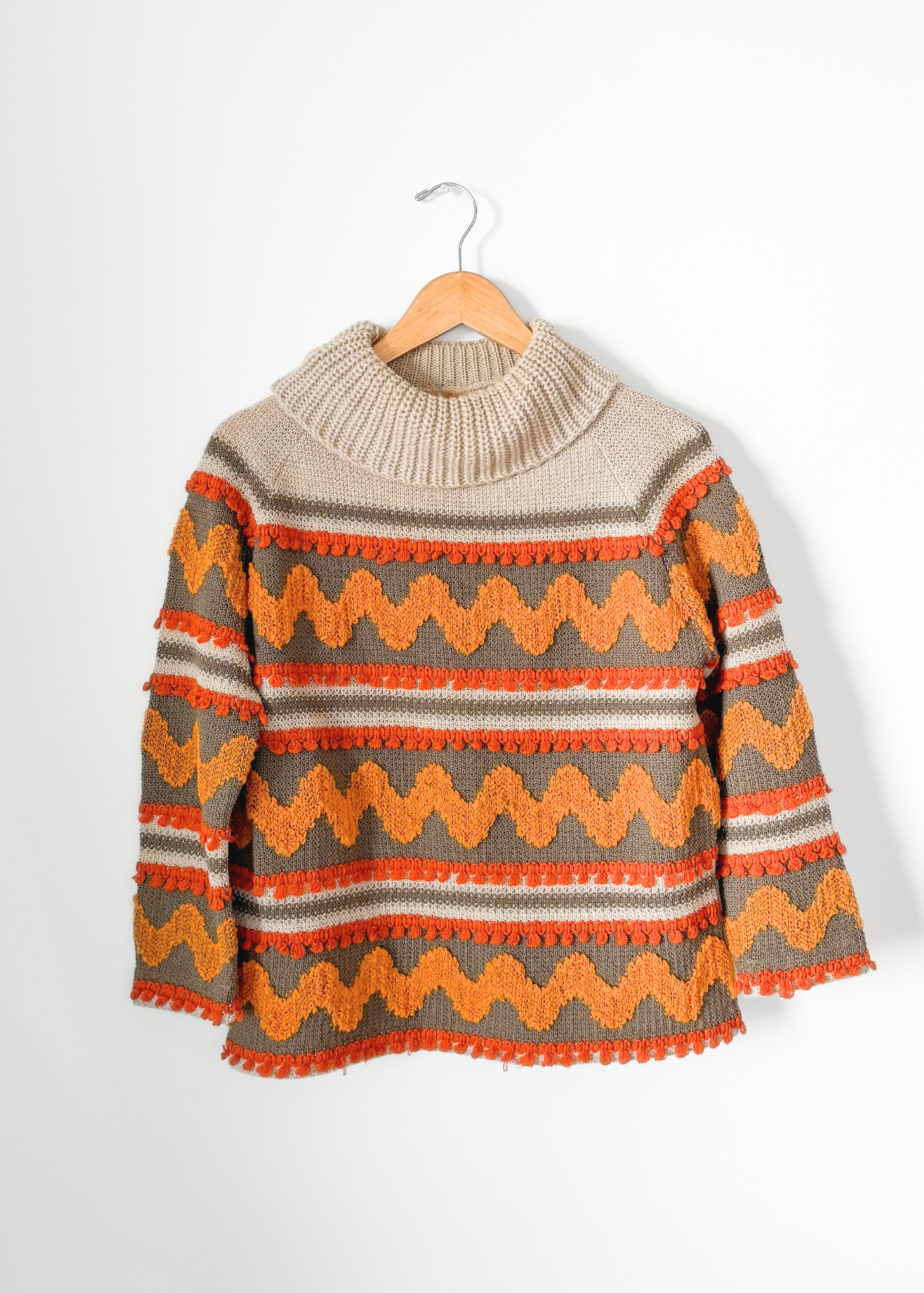 Vintage 70s Petti Glen Orange Brown and Yellow Knit Top (M)