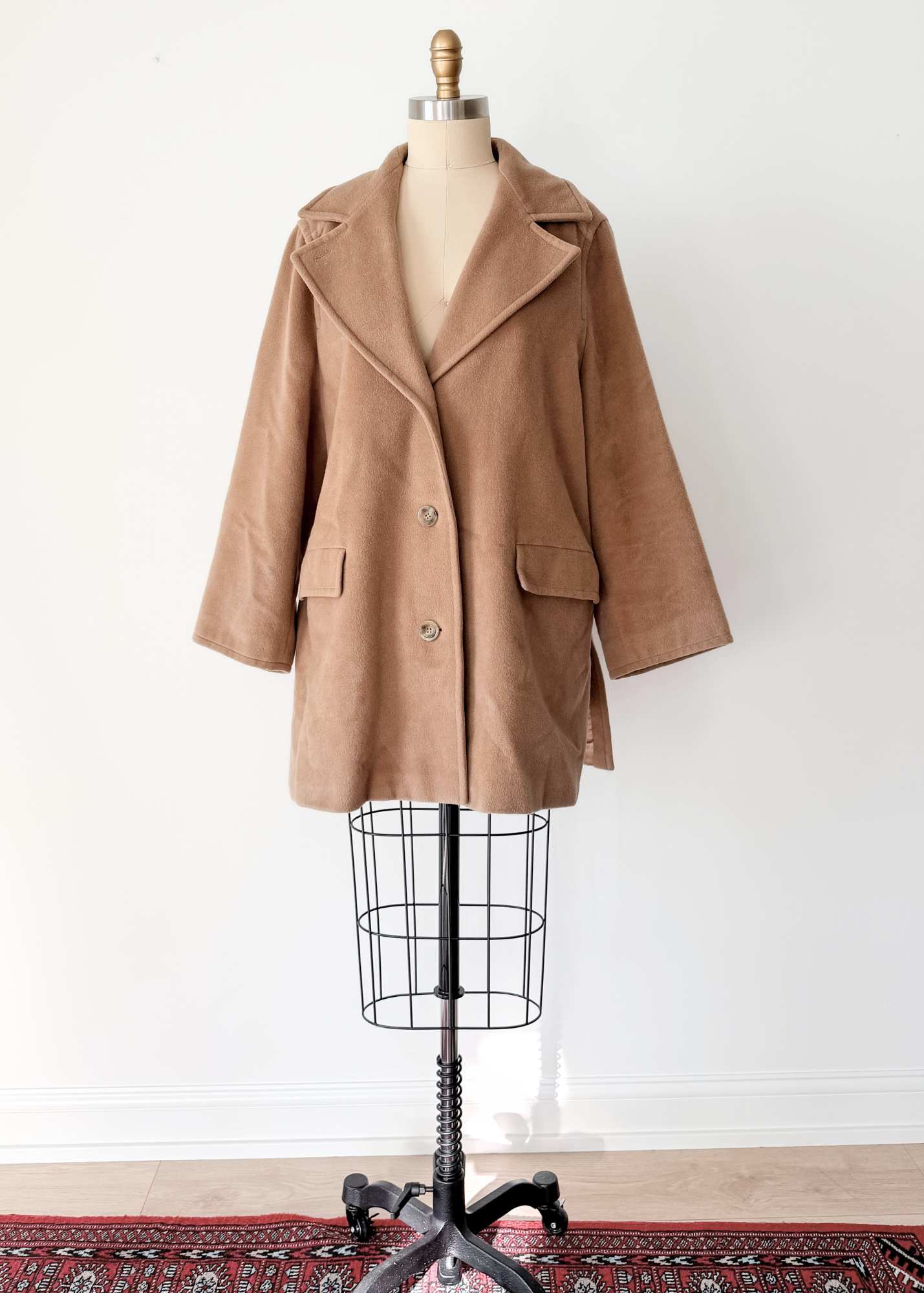 Max Mara Camel Brown Virgin Wool Mid Length Winter Coat (US 14)