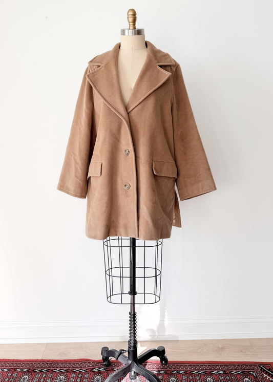 Max Mara Camel Brown Virgin Wool Mid Length Winter Coat (US 14)