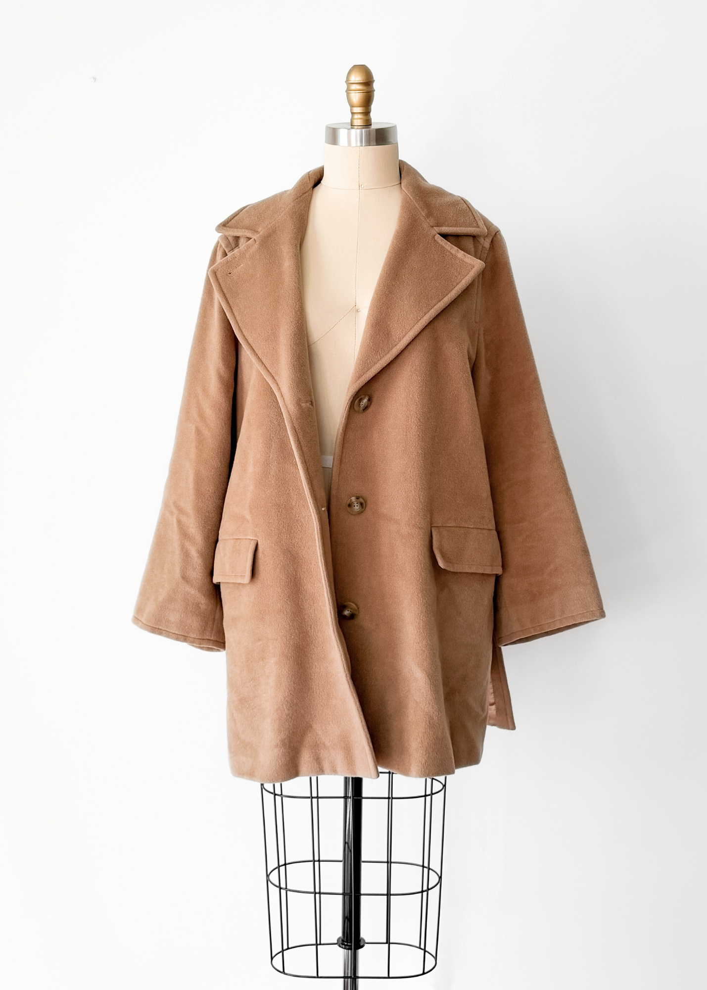 Max Mara Camel Brown Virgin Wool Mid Length Winter Coat (US 14)