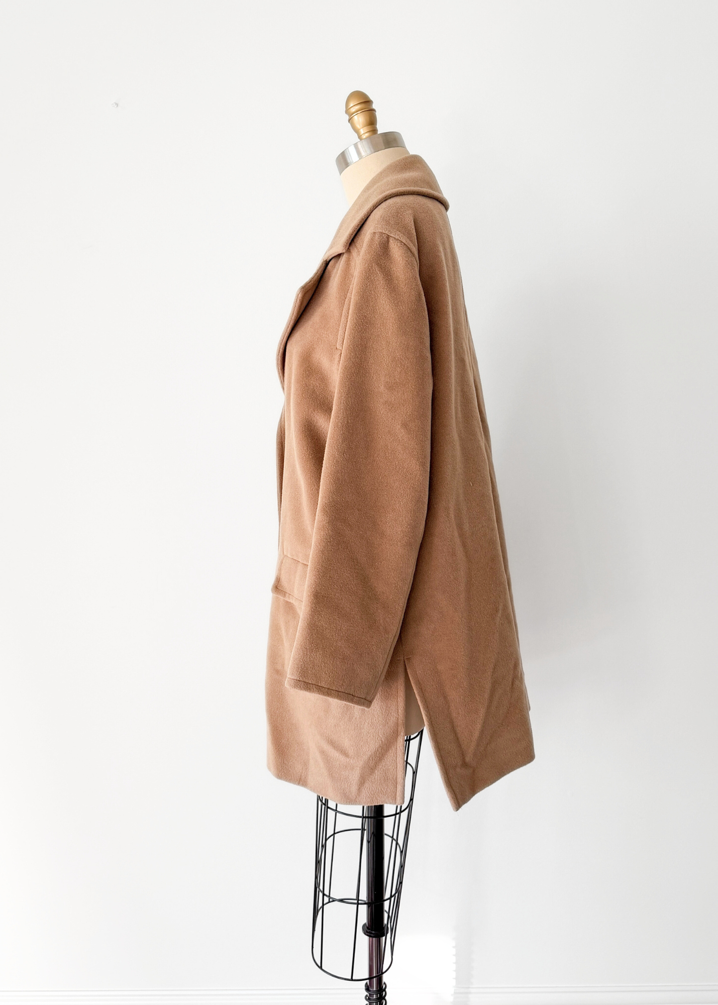 Max Mara Camel Brown Virgin Wool Mid Length Winter Coat (US 14)