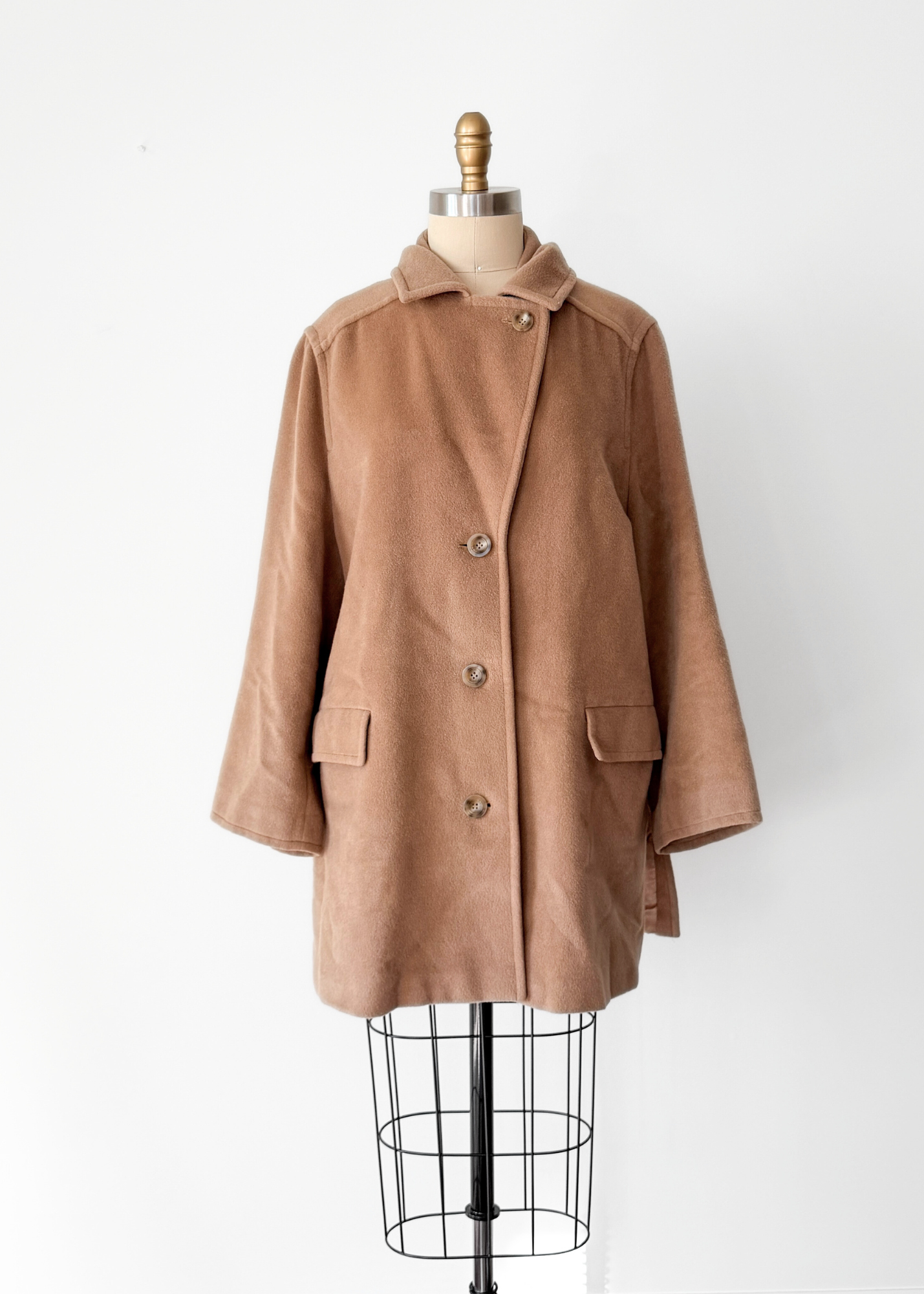 Max Mara Camel Brown Virgin Wool Mid Length Winter Coat (US 14)