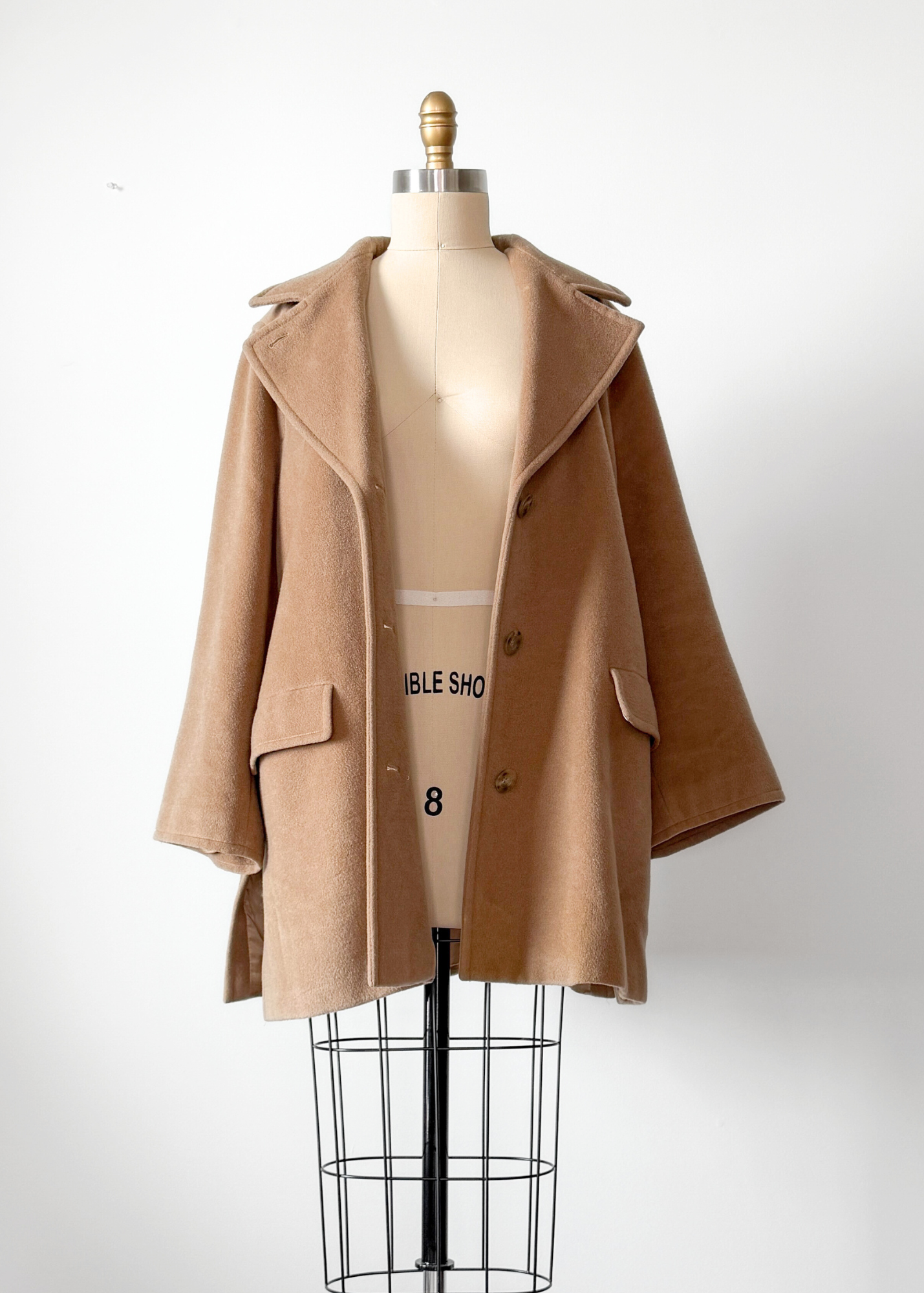 Max Mara Camel Brown Virgin Wool Mid Length Winter Coat (US 14)